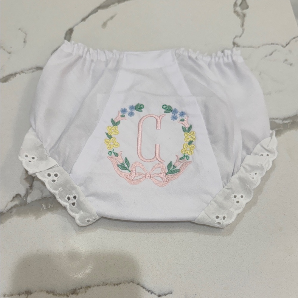 ‘C’ Floral & Bow Monogrammed Bloomers NWOT